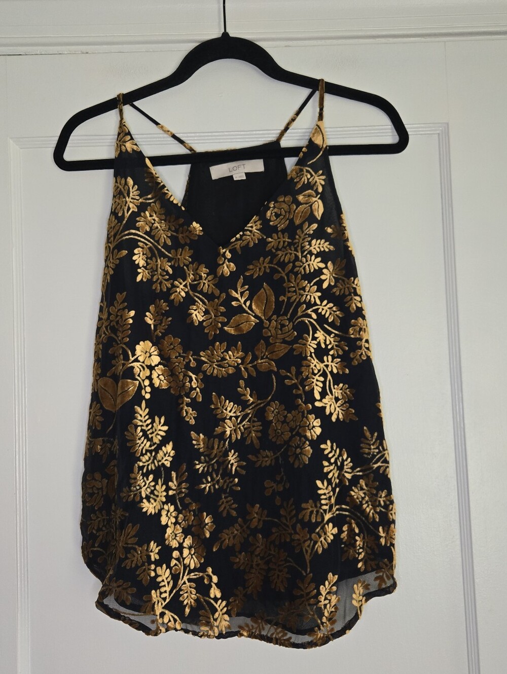 Loft Black and Gold Tank Top Blouse Women's X-Small